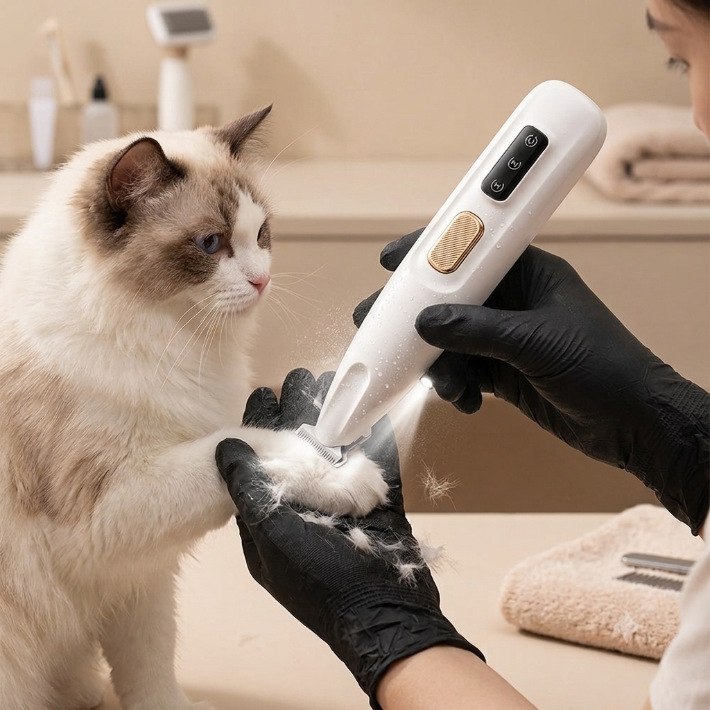 Dog Paw Trimmer – Waterproof Pet Hair Clipper with LED Light for Grooming