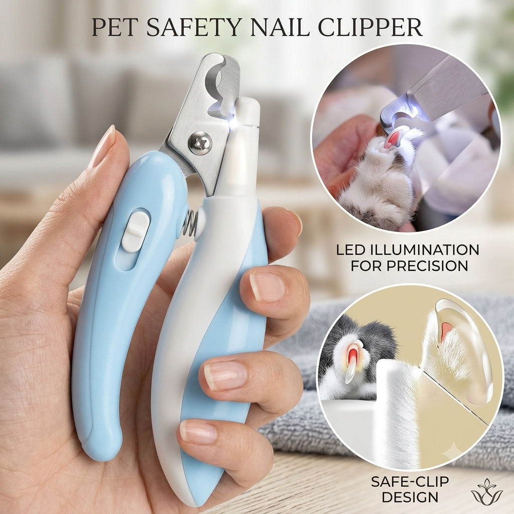 Electric Pet Nail Grinder & Clippers – Dog & Cat Nail Trimmer with LED Light